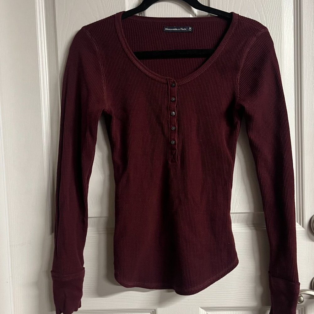 Abercrombie & Fitch Burgundy Henley Top